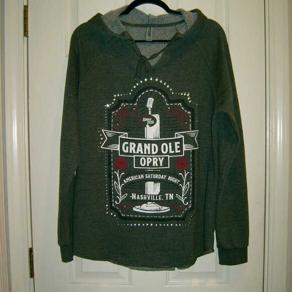Grand Ole Opry Hoodie Grey Bling Light Sweatshirt, Size L - Picture 1 of 4
